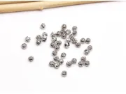 Margele de alama decorative cu striatii 3x2mm placate cu rodiu (10buc)