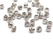 Margele de alama decorative cu striatii 3x2mm placate cu rodiu (10buc)