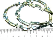 Sirag hematit dreptunghi cu doua orificii 5x2mm iris verde