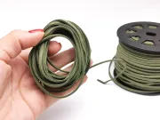 Snur suede imitatie piele intoarsa latime 3mm verde kaki (5metri)