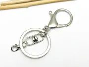 Inel breloc cu inchizatoare lobster 73x30x5mm argintiu inchis