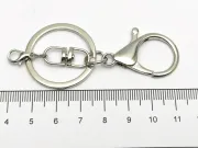Inel breloc cu inchizatoare lobster 73x30x5mm argintiu inchis