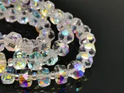 Margele cristal rondel fatetat 8x5mm transparent AB (sirag)