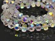 Margele cristal rondel fatetat 8x5mm transparent AB (sirag)