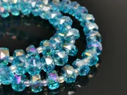 Margele cristal rondel fatetat 8x5mm turcoaz AB (sirag)