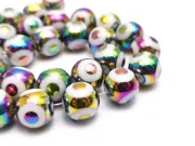 Sirag margele sticla 10mm evil eye metalic mix