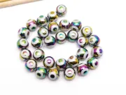 Sirag margele sticla 10mm evil eye metalic mix