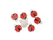 Charm argintiu buburuza 19x16mm rosu