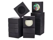 Cutiuta carton pentru bijuterii cu fereastra 9.3x9.3x3.8cm negru