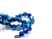 Margele cristal biconic electroplacat 4mm albastru inchis metalic (sirag)