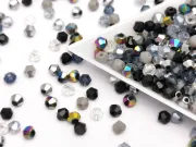 Margele cristal biconic 4mm mix negru gri (250buc)