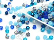 Margele cristal biconic 4mm mix albastru (250buc)
