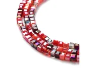 Margele cristal cub 2.5mm mix rosu (sirag)