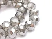 Margele cristal rondel fatetat 10x8mm gri inchis lustered (sirag)