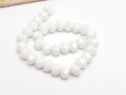 Margele cristal rondel fatetat 10x8mm alb opac lustered (sirag)