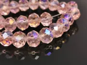 Margele cristal rondel fatetat 10x8mm roz AB (sirag)