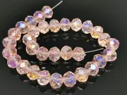 Margele cristal rondel fatetat 10x8mm roz AB (sirag)