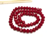 Margele cristal rondel fatetat 8x6mm rosu inchis opac (sirag)