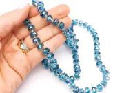 Margele cristal rondel fatetat electroplacat 8x5mm marin iris (sirag)
