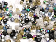 Margele cristal rotund fatetat 4mm mix negru gri (250buc)