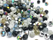 Margele cristal rotund fatetat 4mm mix negru gri (250buc)