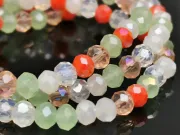 Margele cristal rondel fatetat 4x3mm mix portocaliu verde (sirag)