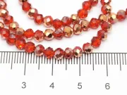 Margele cristal rondel fatetat 4x3mm rosu rose gold (sirag)