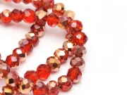 Margele cristal rondel fatetat 4x3mm rosu rose gold (sirag)