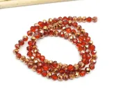 Margele cristal rondel fatetat 4x3mm rosu rose gold (sirag)