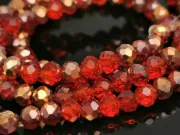 Margele cristal rondel fatetat 4x3mm rosu rose gold (sirag)