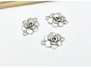 Link argintiu floare 19x14x3.5mm