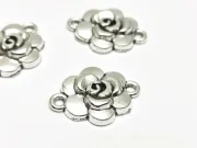 Link argintiu floare 19x14x3.5mm