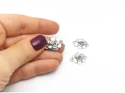 Link argintiu floare 19x14x3.5mm