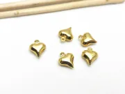 Charm otel inoxidabil 304 auriu inima 11x9mm