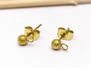 Tortite cercei otel inoxidabil 304 auriu cu opritor biluta texturata (2buc)