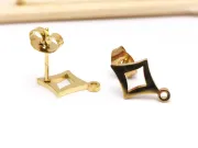 Tortite cercei otel inoxidabil 304 auriu cu opritor romb 12.5x8.5mm (2buc)