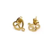 Tortite cercei otel inoxidabil 304 auriu cu opritor inima 10.5x9mm (2buc)