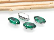 Distantier montee cu rhinestone de cristal 12x6mm emerald