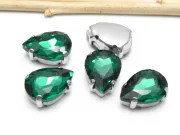 Distantier montee cu rhinestone de cristal 14x10mm emerald