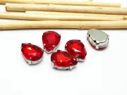 Distantier montee cu rhinestone de cristal 14x10mm rosu