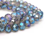 Margele cristal rondel fatetat 6x4mm albastru iris (sirag)