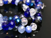 Margele cristal rondel fatetat 6x4mm mix albastru (sirag)