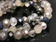 Margele cristal rondel fatetat 6x4mm mix negru gri (sirag)