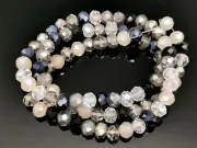 Margele cristal rondel fatetat 6x4mm mix negru gri (sirag)