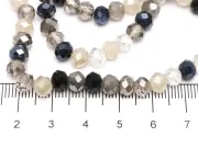 Margele cristal rondel fatetat 6x4mm mix negru gri (sirag)