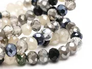 Margele cristal rondel fatetat 6x4mm mix negru gri (sirag)