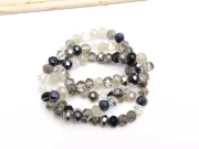 Margele cristal rondel fatetat 6x4mm mix negru gri (sirag)