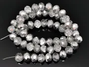 Margele cristal rondel fatetat 8x6mm argintiu transparent (sirag)