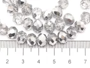 Margele cristal rondel fatetat 8x6mm argintiu transparent (sirag)