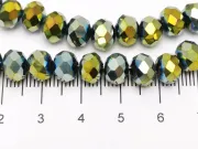 Margele cristal rondel fatetat 8x6mm iris verde metalic (sirag)